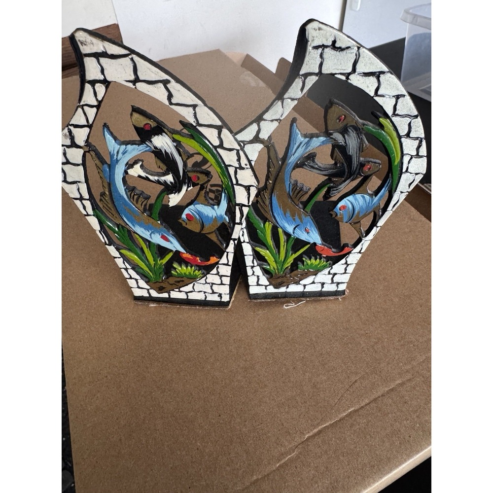 Vintage Bookends 50's Made In Israel Fish Design‎